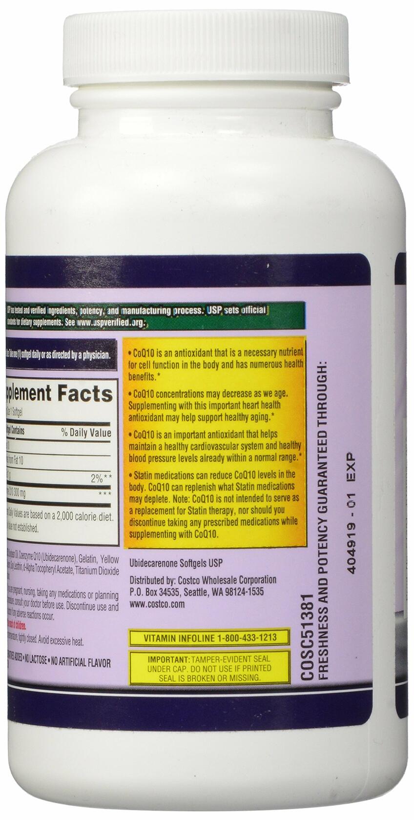 Kirkland Signature COQ10 100 Softgels, 300 mg, 6.4 Ounce
