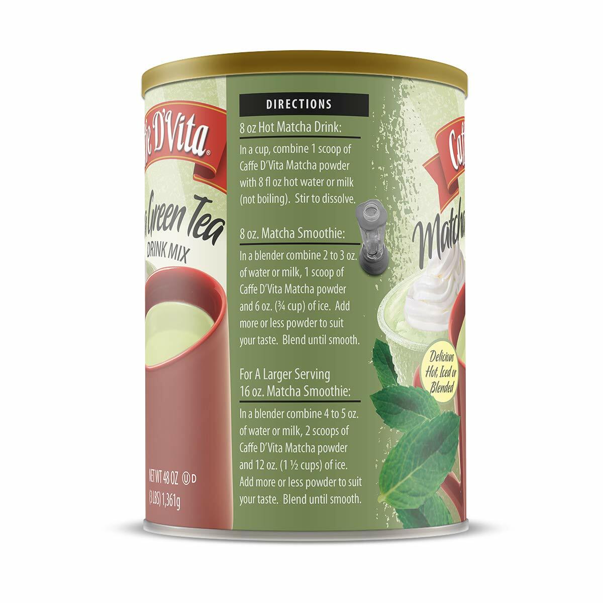 Caffe D'Vita Matcha Green Tea Drink Mix 3 lb. (48 oz.) can