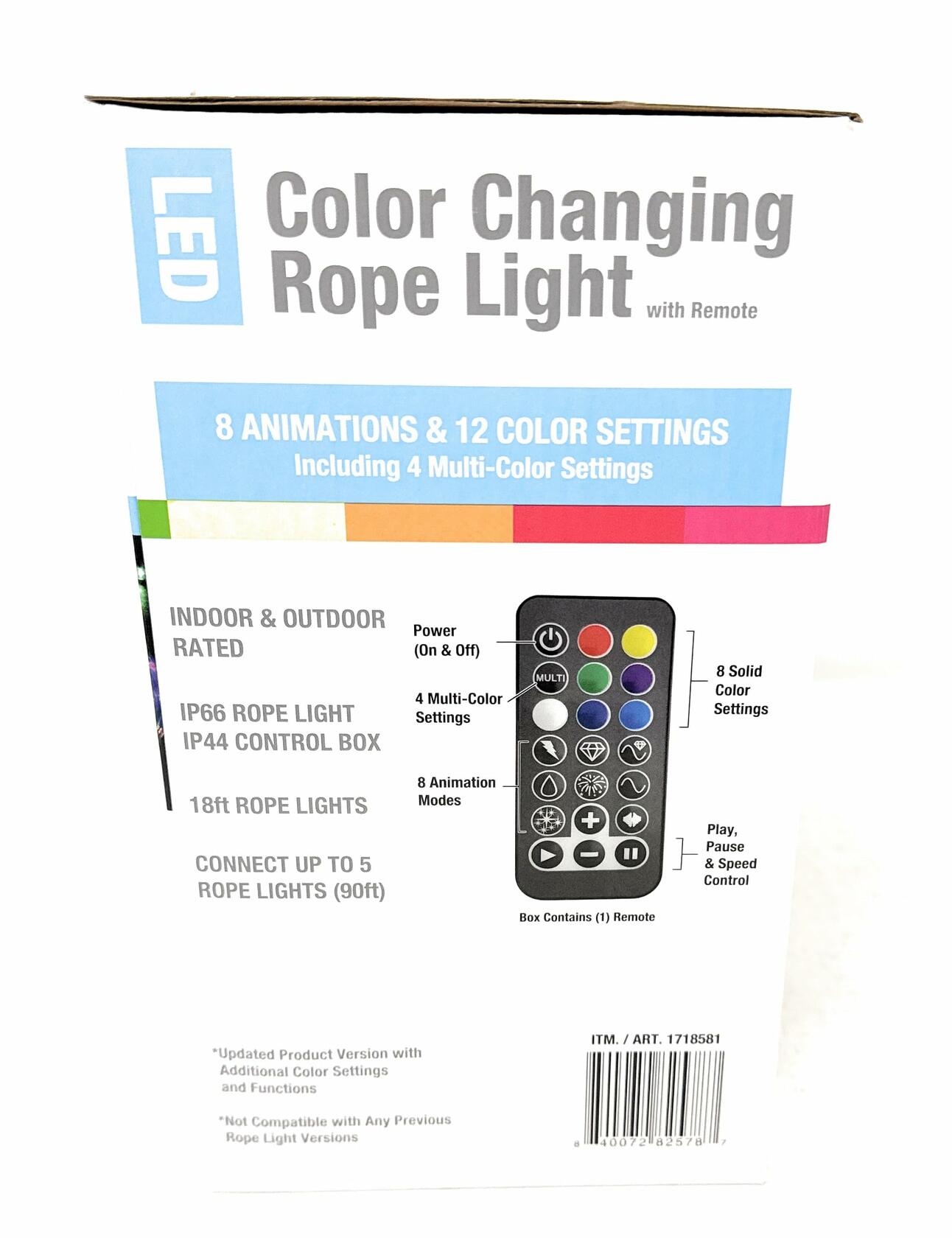 LED Color Changing Rope Light with Remote 18ft Rope Lights (2-Pack)