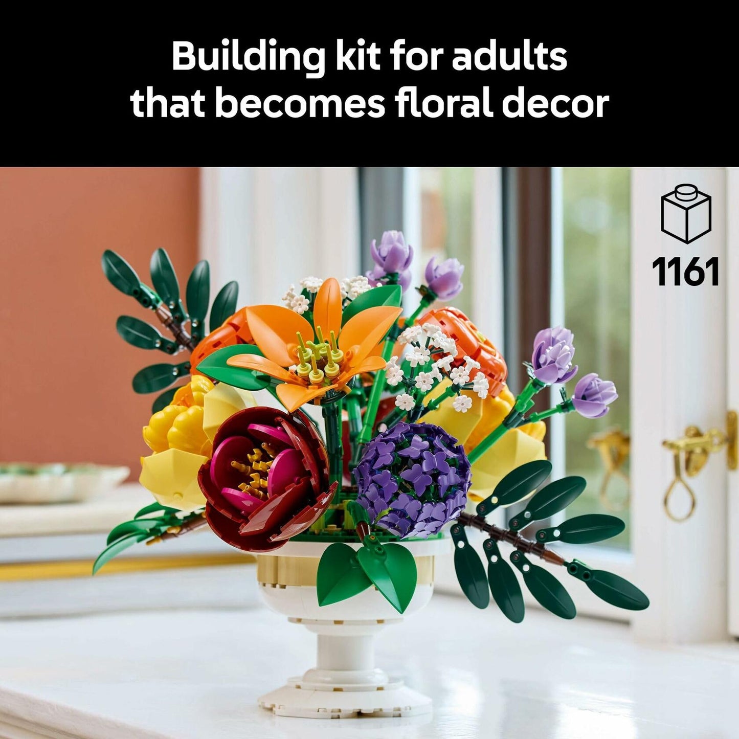 LEGO Botanicals Flower Arrangement DIY Building Set - Faux Bouquet Set for Adults, 18+ - Floral Home D�cor Kit - Gift for Mother's Day - Decorations for Office or Cubicle - 10345