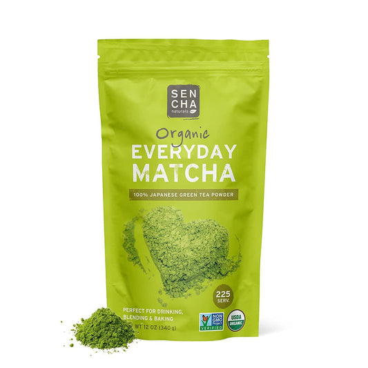 Sencha Eveyrday Natural USDA Organic Matcha Green Tea Powder Rich Antioxidant Revitalizing Body Helathy Gluten Free Product 100% Vegan Diet - 12oz (Pack of 1)