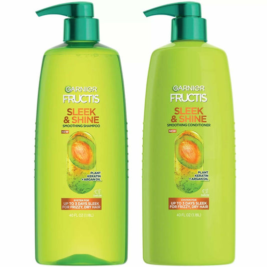 Garnier Fructis Sleek & Shine Smoothing Shampoo & Conditioner, 40 Fl Oz (2 Pack)