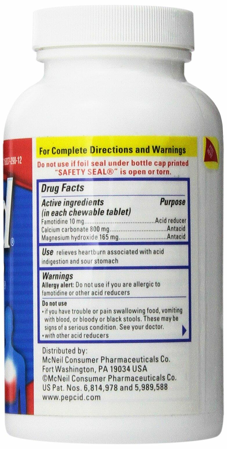 Pepcid Complete Dual Action Acid Reducer and Antacid Berry Flavored Chewable Tablets 100 Count Bottle