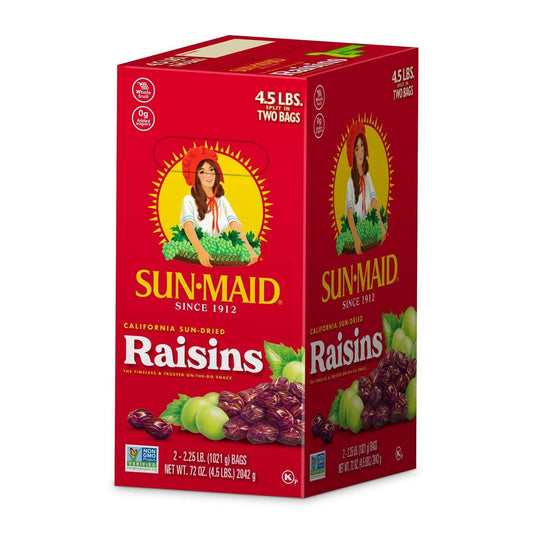 Sun-Maid California Sun Dried Raisins- Dried Fruit Snacks- Healthy Snacks of Kids - 72 oz (4.5 lbs) (Pack of 2)