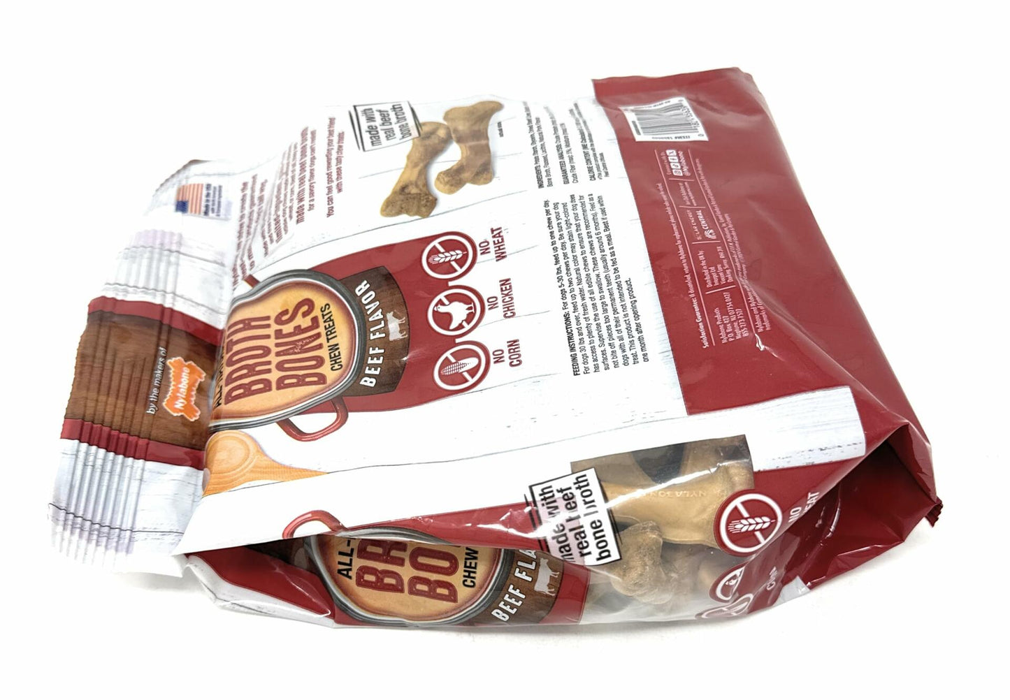 Nylabone Beef Broth Bones for Dogs, 60 Count, 2.6 Lbs