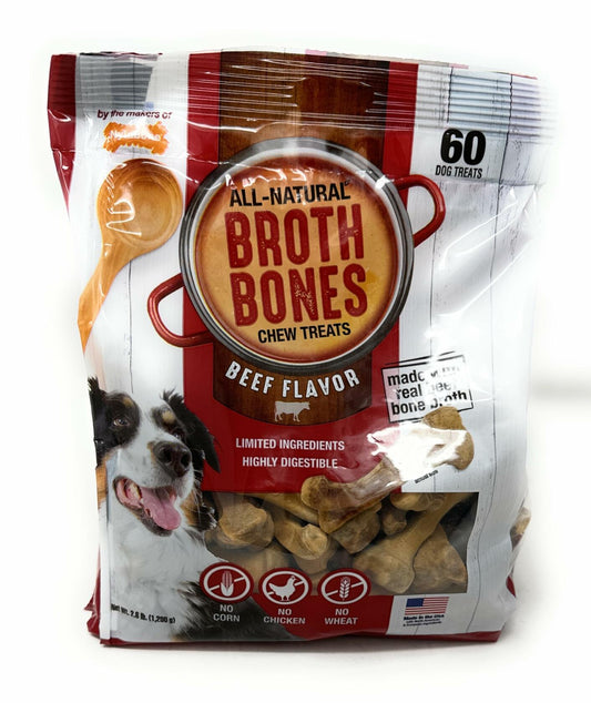 Nylabone Beef Broth Bones for Dogs, 60 Count, 2.6 Lbs