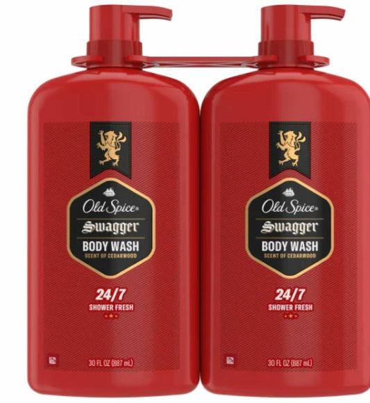 Old Spice 3 X Defence Swagger Body Wash Cedarwood Scents 2 Bottles of 30 FL OZ Each