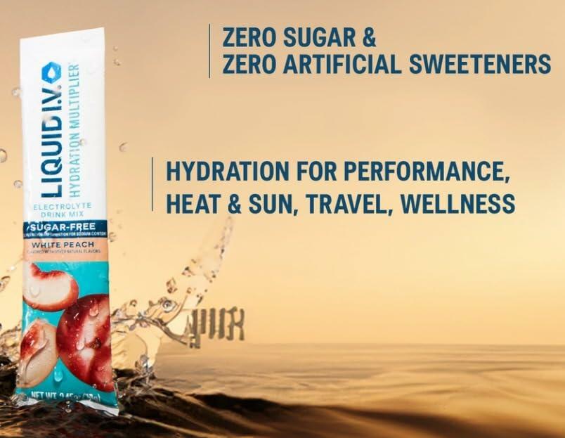 I.V. Hydration Multiplier, 30 Individual Serving Sticks, White Peach Sugar Free