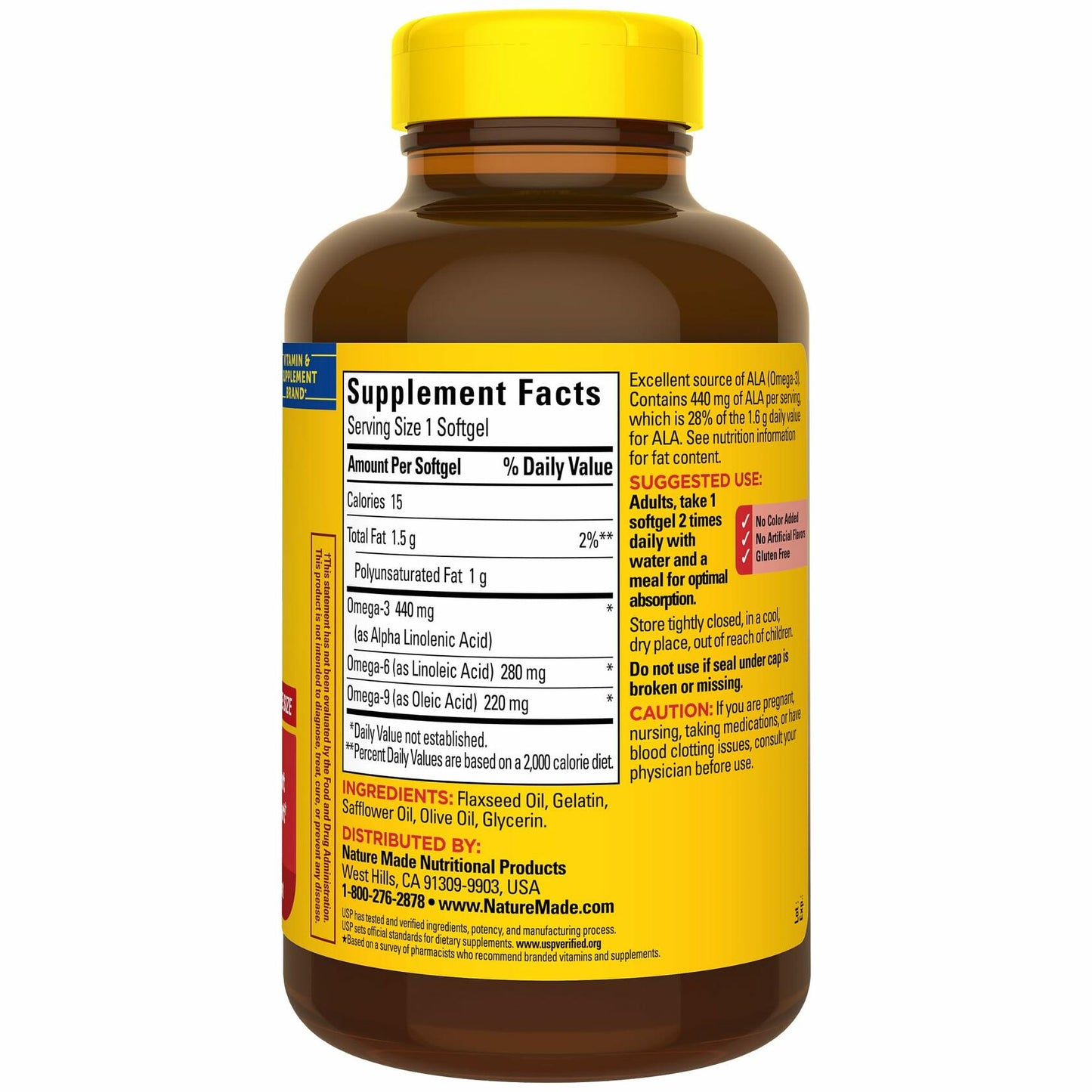 Nature Made Triple Omega 3 6 9 Supplements, Flaxseed, Safflower & Olive Oils, Fish Free Omega 3 Fatty Acid Supplement, 150 Softgels, 75 Day Supply