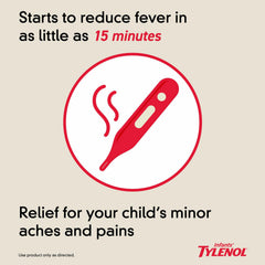 Infants' Tylenol Liquid Pain Relief and Fever Medicine, Oral Suspension, Dye-Free Acetaminophen for Sore Throat, Headache & Teething, Fever Reducer for Kids; Cherry Flavor, 2 fl. oz.; Pack of 1