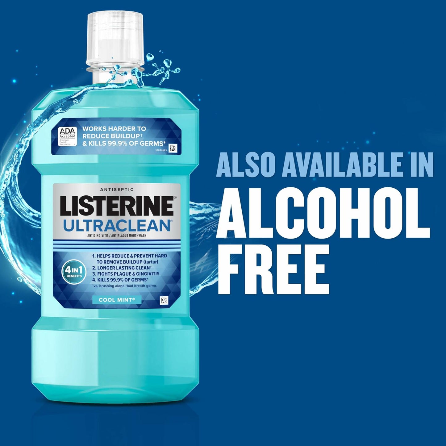 Listerine Ultraclean Oral Care Antiseptic Mouthwash, Everfresh Technology to Help Fight Bad Breath, Gingivitis, Plaque & Tartar, ADA-Accepted Oral Rinse, Cool Mint, 1 L, Pack of 2