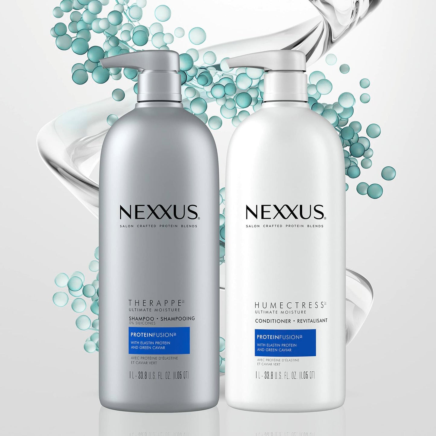 Nexxus Therappe Moisturizing Shampoo Ultimate Moisture for Dry Hair Silicone-Free, Moisturizing ProteinFusion with Elastin Protein and Green Caviar 33.8 oz