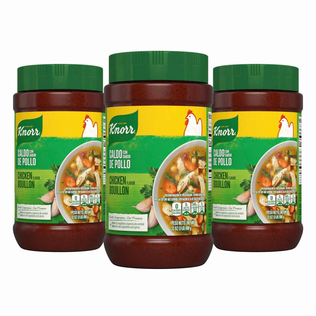 Knorr Granulated Chicken Flavor Bouillon For Sauces, Gravies And Soups Chicken Bouillon Fat And Cholesterol Free 2 lb 3 Pack