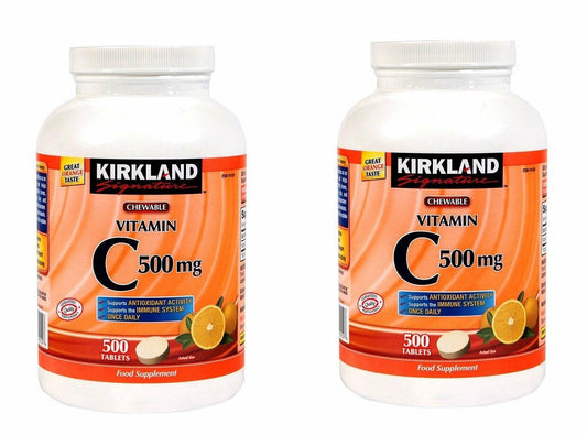 Kirkland Signature Vitamin C 500mg 2-Pack or 1000 Tangy Orange Chewable Tablets