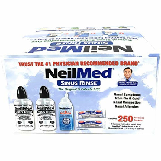 NeilMed Sinus Rinse - 2x8fl oz Bottles Nasamist Saline Spray 75mL - 250 Packets