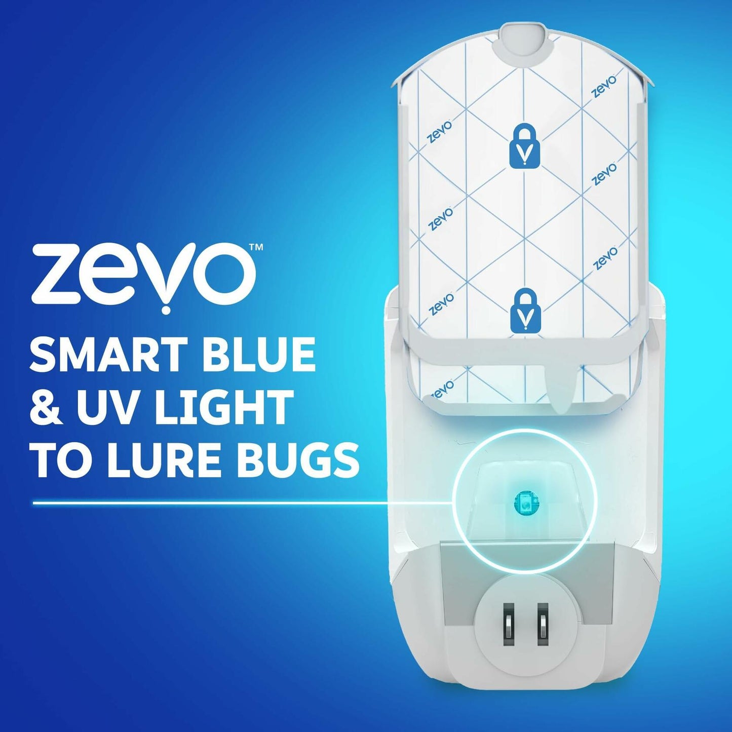 Zevo 2 Flying Insect Traps & 4 Cartridges - Plug In Fly Trap & Indoor Bug Catcher for Gnats, House & Fruit Flies - Mess-Free - Use in Any Room - Uses Blue & UV Light (2 Plug In Devices & 4 Cartridges)