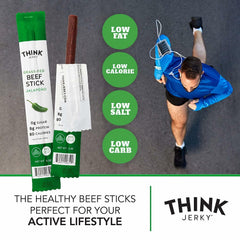 Think Jerky, Jalapeno Grass-Fed Beef Sticks 1 Ounce (Pack of 5) - Sugar Free, Gluten Free, No Nitrates, Keto Friendly, Paleo, High Protein, Low Carb