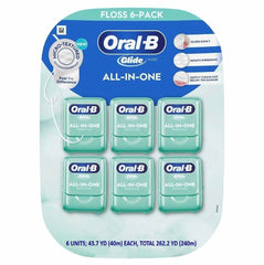 Oral-B Glide Mint All-in-One Dental Floss, 48 Yards Each (Pack of 6)