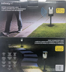 Infinity X1 Solar Path & Motion Security Lights (2-Pack) – 500 Lumens Motion Activated, 50 Lumens Dusk-to-Dawn, IPX4 Weatherproof, 360° Detection, Outdoor LED Stake Lights for Yard, Walkway & Garden