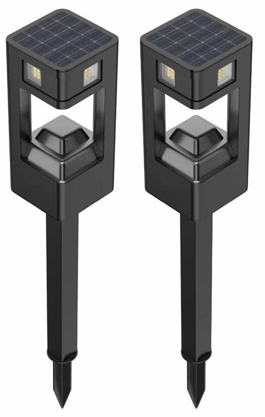 Infinity X1 Solar Path & Motion Security Lights (2-Pack) – 500 Lumens Motion Activated, 50 Lumens Dusk-to-Dawn, IPX4 Weatherproof, 360° Detection, Outdoor LED Stake Lights for Yard, Walkway & Garden