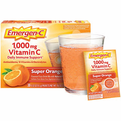 Emergen-C 1000mg Vitamin C Powder for Daily Immune Support Caffeine Free Vitamin C Supplements with Zinc and Manganese, B Vitamins and Electrolytes, Super Orange Flavor -60 Count(Pack of 1)