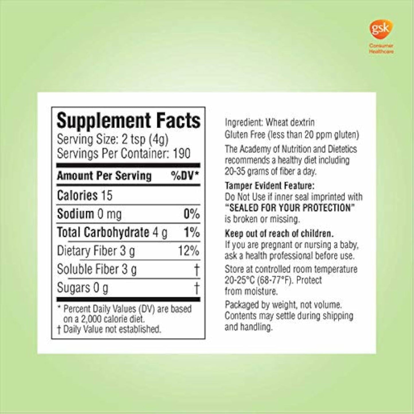 Benefiber Fiber Supplement - 760g 190 Servings