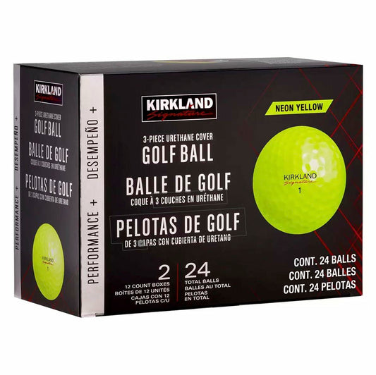 Kirkland Signature 3-Piece Urethane Cover Golf Balls, Neon Yellow (Box Damaged)