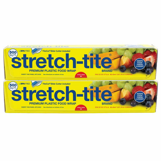 Stretch-tite premium plastic food wrap 500 sq ft 2 pack