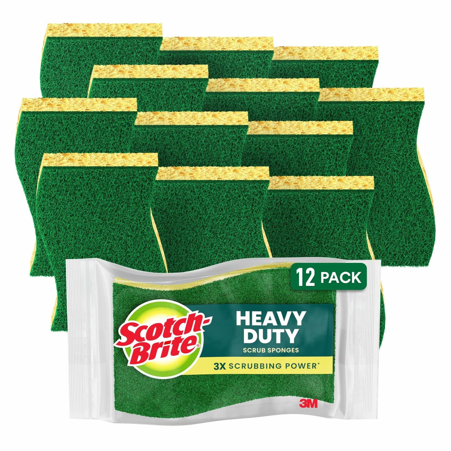 Scotch-Brite Heavy Duty Scrub Sponges, 12 Scrub Sponges, Stands Up to Stuck-on Grime