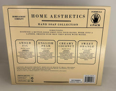 Home and Body Company |Home Aesthetics | Hand Wash Ultra Moisturizing Formula in Glass Bottles | SET OF 4 | Sweet Orange, Creamy Coconut, English Pear, Amber Fig |