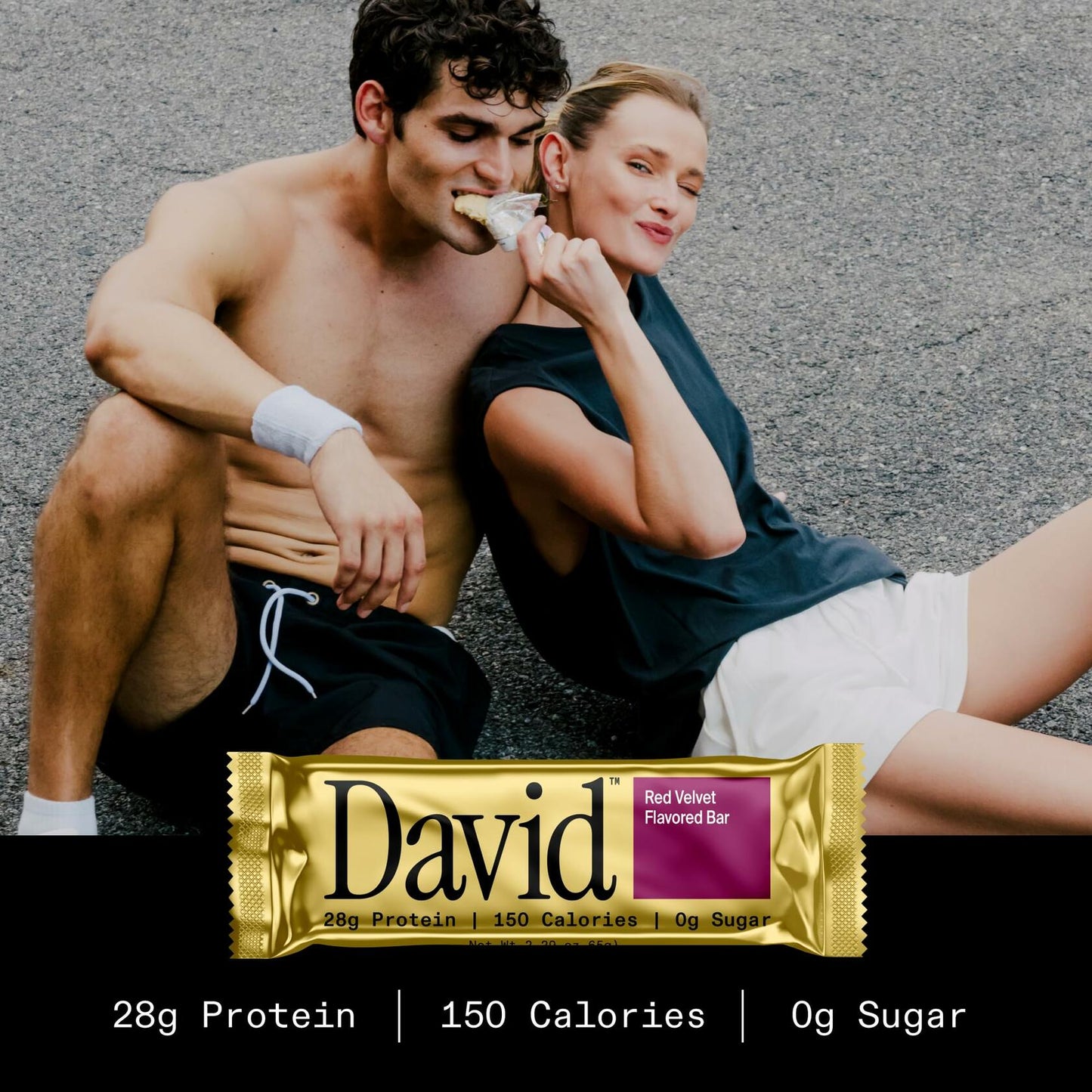 David High Protein Bars No Sugar - Sugar Free Protein Bars, Low Carb, Gluten Free - 28g of Protein, 150 Calories - David Bar On-The-Go Snack - Red Velvet, Pack of 12