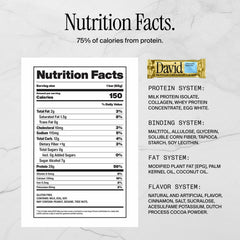 David Protein Bar, Cinnamon Roll, Pack of 12 Protein Bars | 28g of Protein | 150 Calories | 0g of Sugar - High Protein, Low Carb, Gluten Free Protein Bar