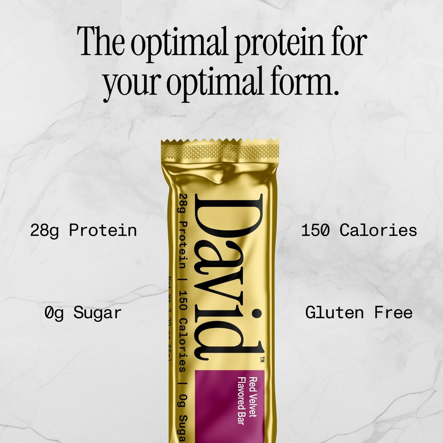 David High Protein Bars No Sugar - Sugar Free Protein Bars, Low Carb, Gluten Free - 28g of Protein, 150 Calories - David Bar On-The-Go Snack - Red Velvet, Pack of 12