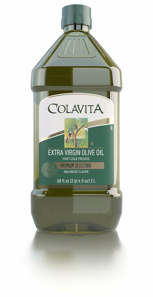 Premium Selection Extra Virgin Olive Oil, 68 Oz - First Cold Pressed, Ideal for Roasting, Baking, Dressings - Imported from Italy by Colavita