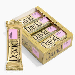 David High Protein Bars No Sugar - Sugar Free Protein Bars, Low Carb, Gluten Free - 28g of Protein, 150 Calories - David Bar On-The-Go Snack - Cake Batter Flavor, Pack of 12