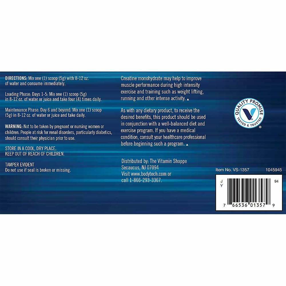 BODYTECH 100% Pure Creatine Monohydrate Powder - Premium Micronized Creatine for Enhanced Muscle Strength and Performance - Supports Muscles, Recovery, and Increased Exercise (18oz/102 Servings)