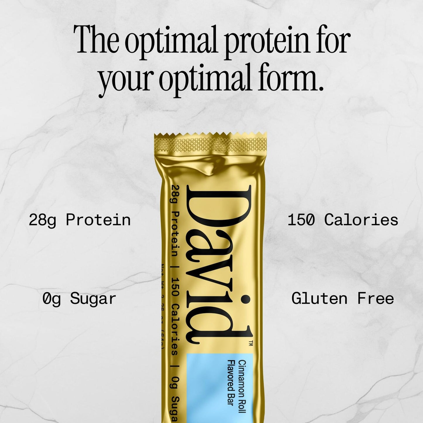 David Protein Bar, Cinnamon Roll, Pack of 12 Protein Bars | 28g of Protein | 150 Calories | 0g of Sugar - High Protein, Low Carb, Gluten Free Protein Bar