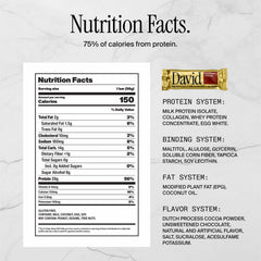 David High Protein Bars No Sugar - Sugar Free Protein Bars, Low Carb, Gluten Free - 28g of Protein, 150 Calories - David Bar On-The-Go Snack - Fudge Brownie Flavor, Pack of 12