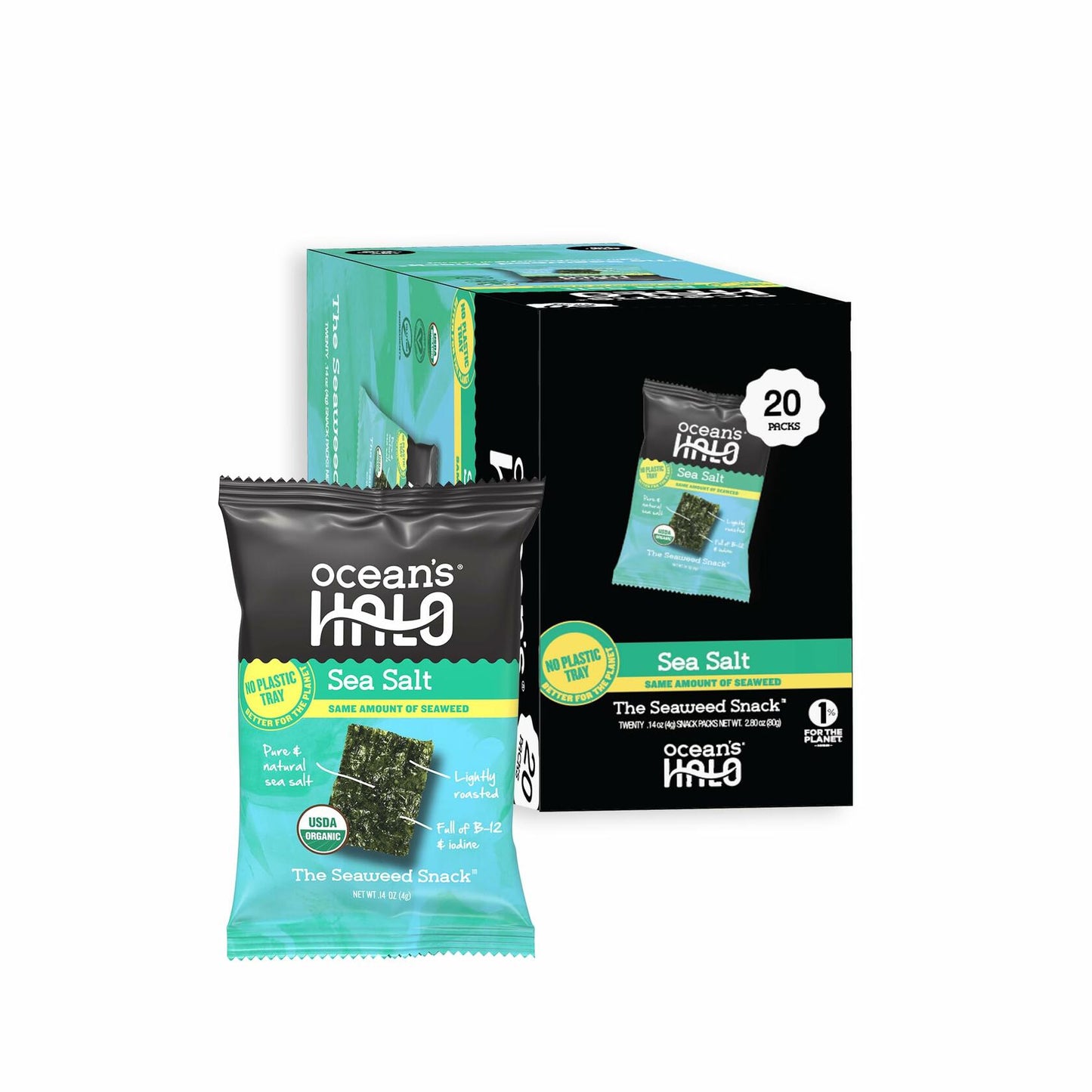 Ocean's Halo Sea Salt Sea Weed Snacks Pack of 20 x 4g