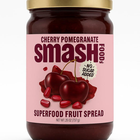 Smash Cherry Pomegranate Superfood Fruit Spread, No Sugar Added, 26 Oz