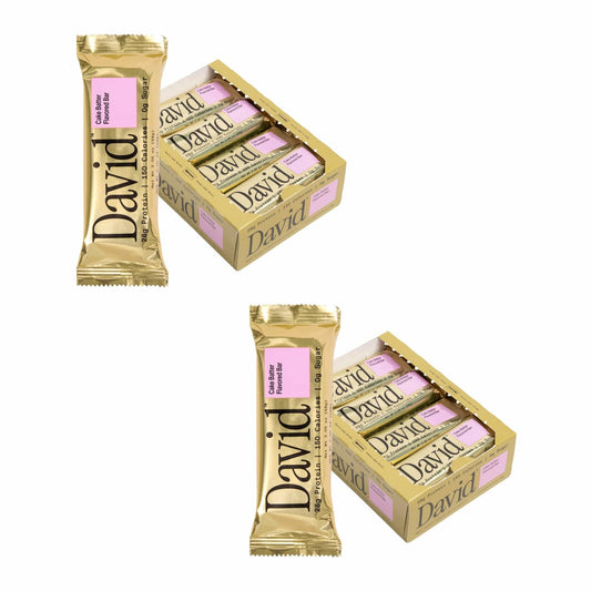 David Protein Bar, Cake Batter, 24 Protein Bars | 28g of Protein | 150 Calories | 0g of Sugar - High Protein, Low Carb, Gluten Free Protein Bar (2 Pack - 24 ct.)