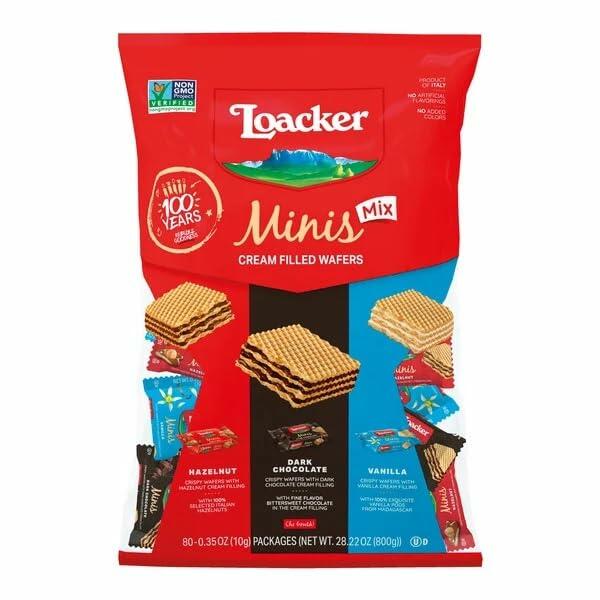 Loacker Mini Wafer Cookies Variety, .35 oz, 80-pack