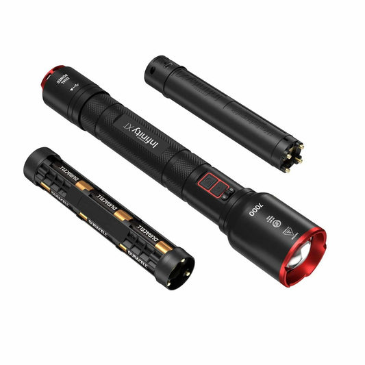Infinity X1 7000L Dual Power Rechargeable Flashlight,7000 Lumen CREE LED with Adjustable Focus and Heat Lock