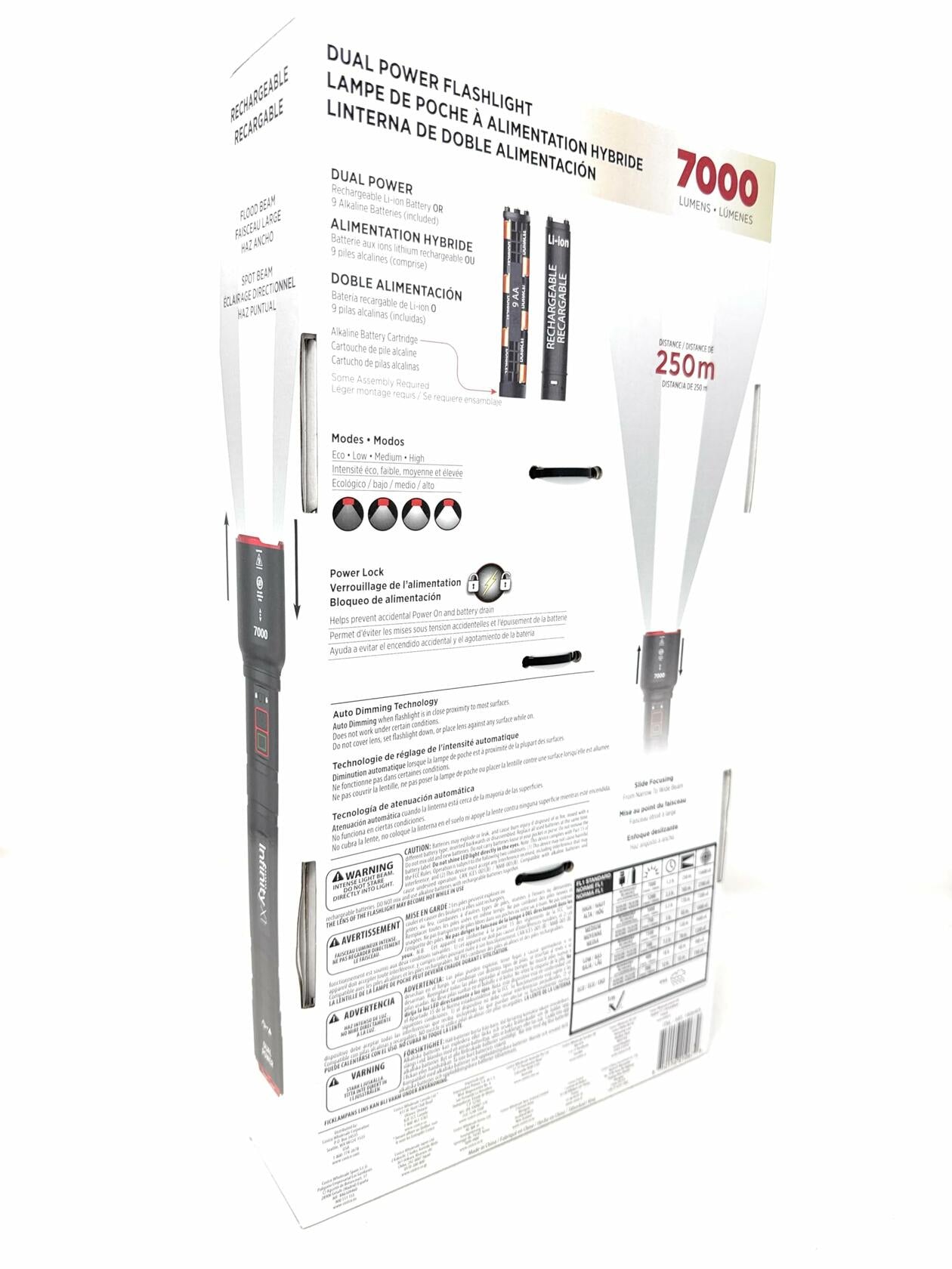 Infinity X1 7000L Dual Power Rechargeable Flashlight,7000 Lumen CREE LED with Adjustable Focus and Heat Lock