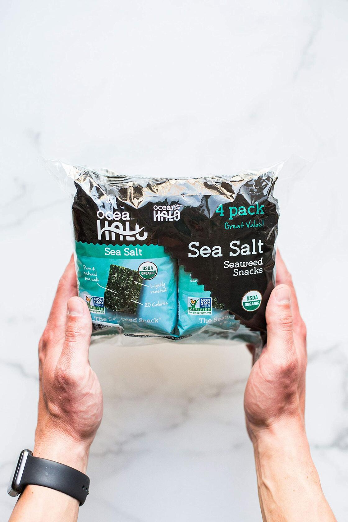 Ocean's Halo 4 Pack Sea Salt Seaweed Snacks, .56 oz, 3 Pack