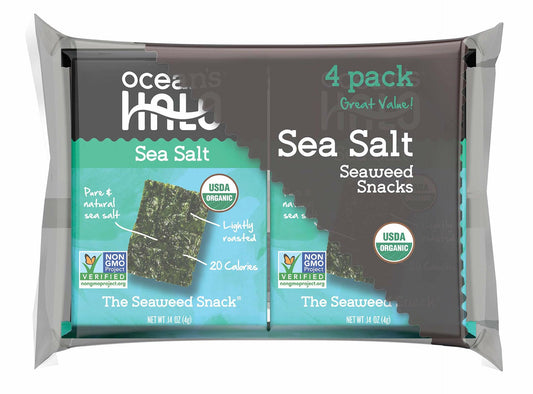 Ocean's Halo 4 Pack Sea Salt Seaweed Snacks, .56 oz, 3 Pack