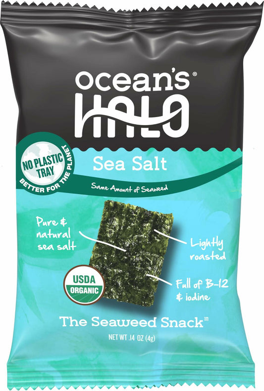 Ocean's Halo Trayless Seaweed Snacks (Sea Salt) 1 case of 20 Units - No Plastic Tray