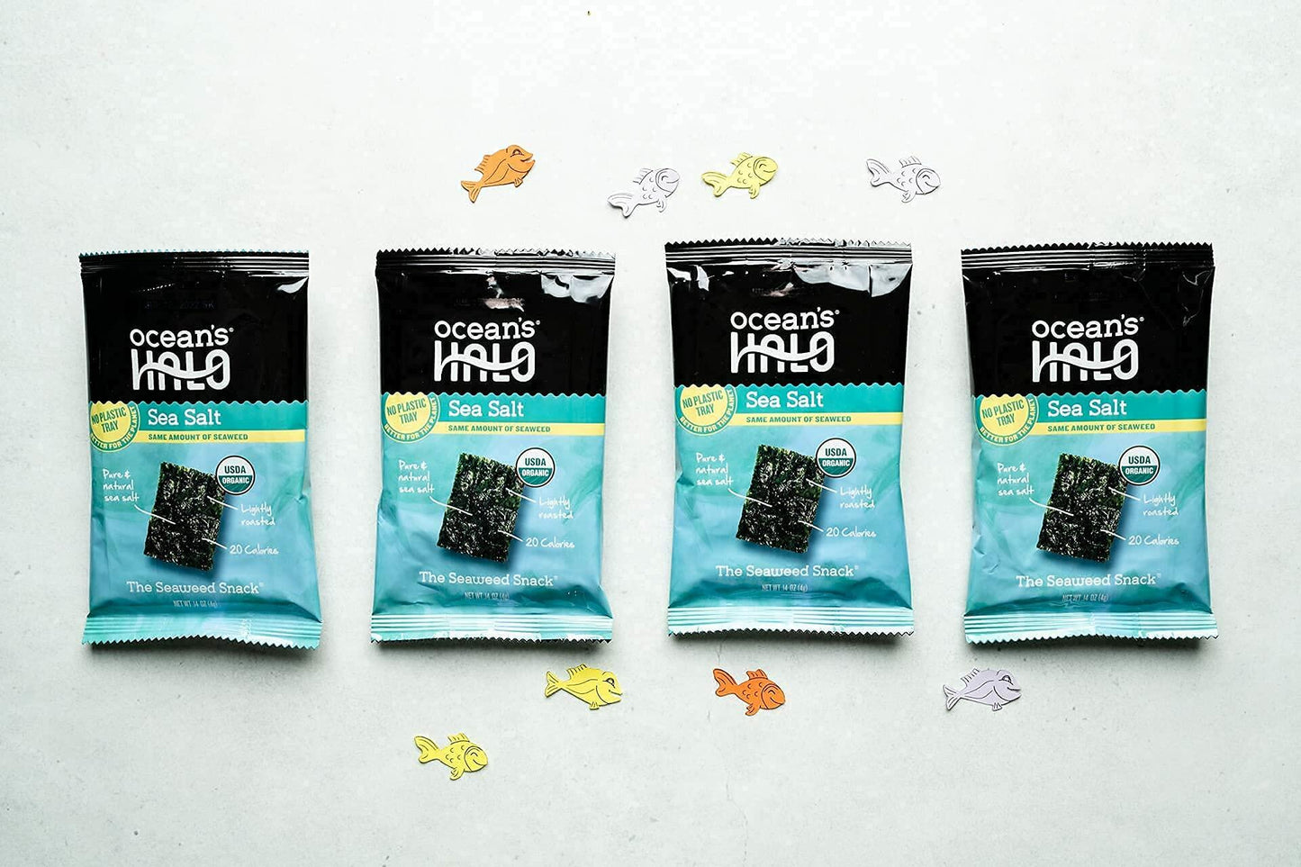 Ocean's Halo Trayless Seaweed Snacks (Sea Salt) 1 case of 20 Units - No Plastic Tray