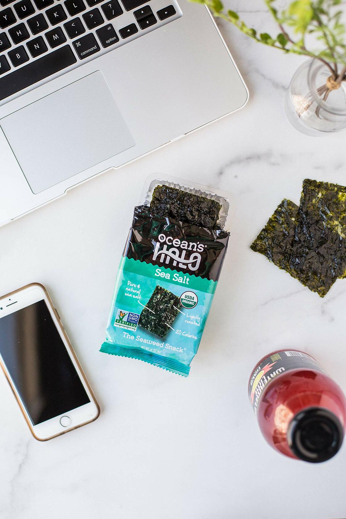 Ocean's Halo Organic Sea Salt Seaweed Snacks, 1 Case (12 Units)