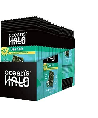 Ocean's Halo Trayless Seaweed Snacks (Sea Salt) 1 case of 20 Units - No Plastic Tray